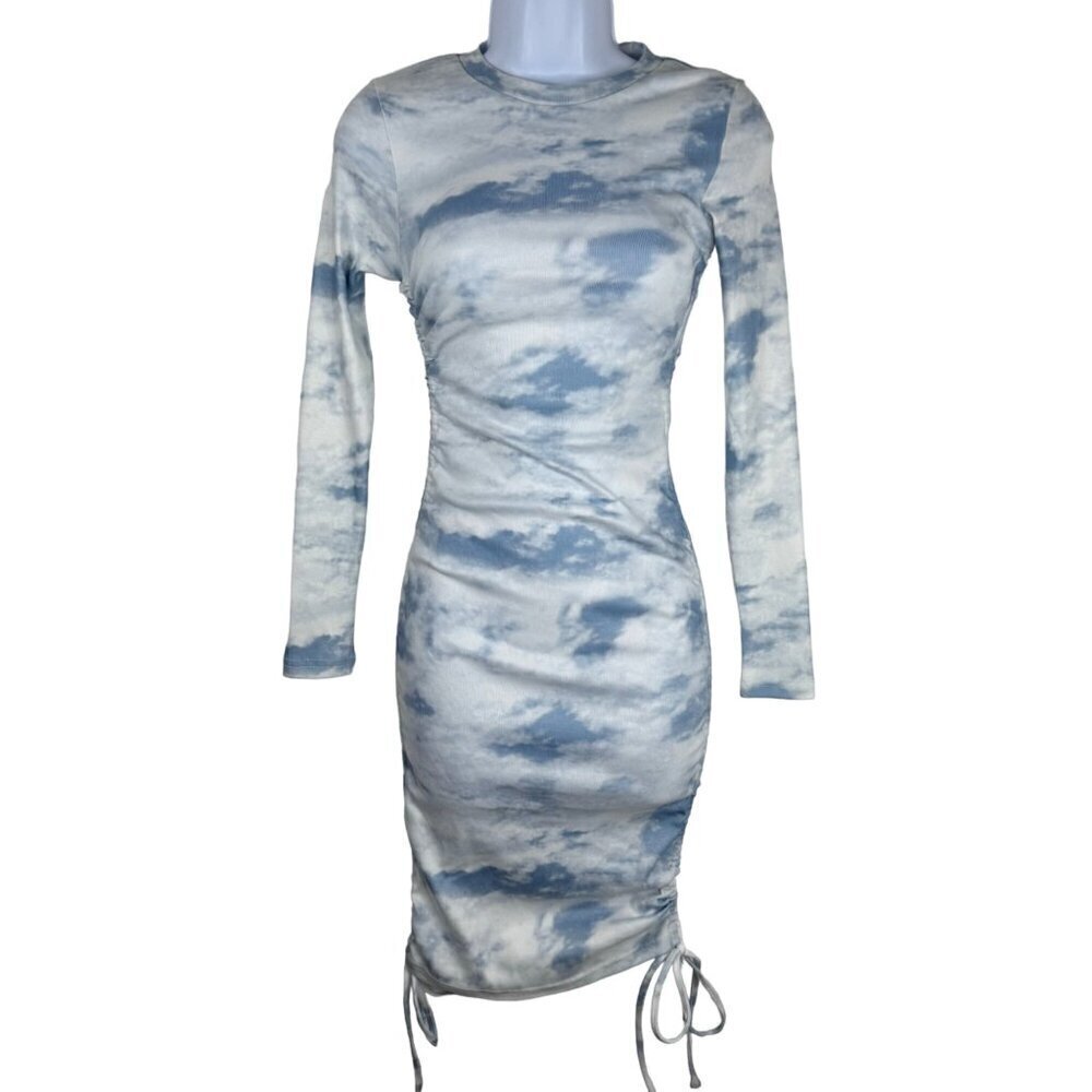 Lioness NEW Military Minds Mini Dress Body Con Tie Dye Blue White Size XXS/ US 0